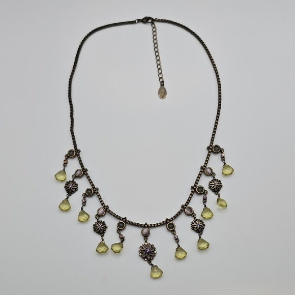 Vintage Jewelry - Bronzed Drop Charm Necklace